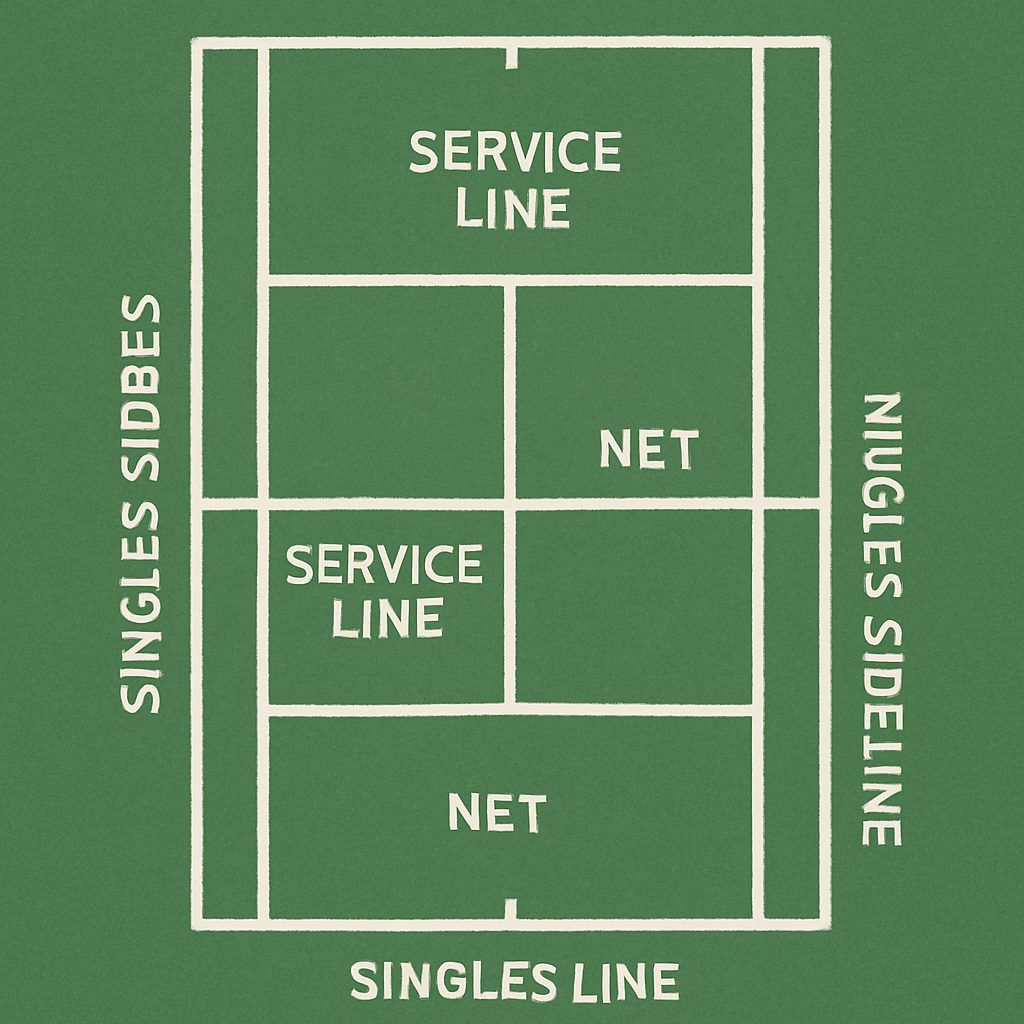 Names of the lines on a tennis court